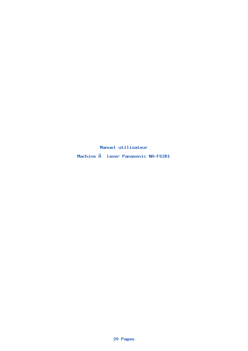 Page 1 de la notice Manuel utilisateur Panasonic NA-F62B1