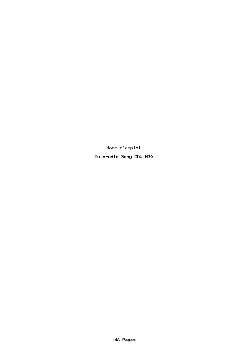 Page 1 de la notice Mode d'emploi Sony CDX-M30