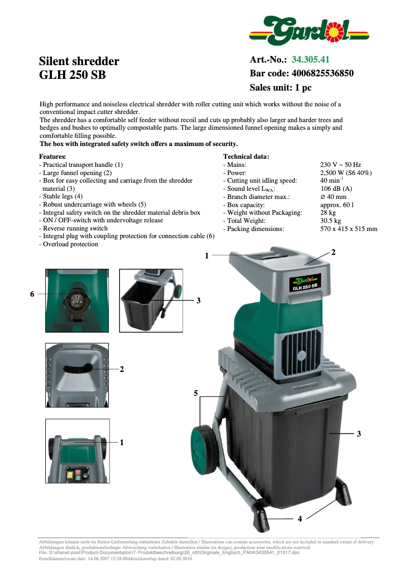Página 1 del manual Manual de usuario Gardol GLH 250 SB