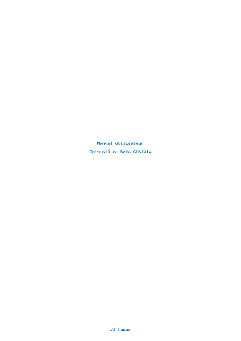 Page 1 de la notice Manuel utilisateur Beko CM61010
