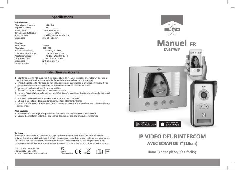 Página 1 del manual Manual de usuario Elro DV447WIP