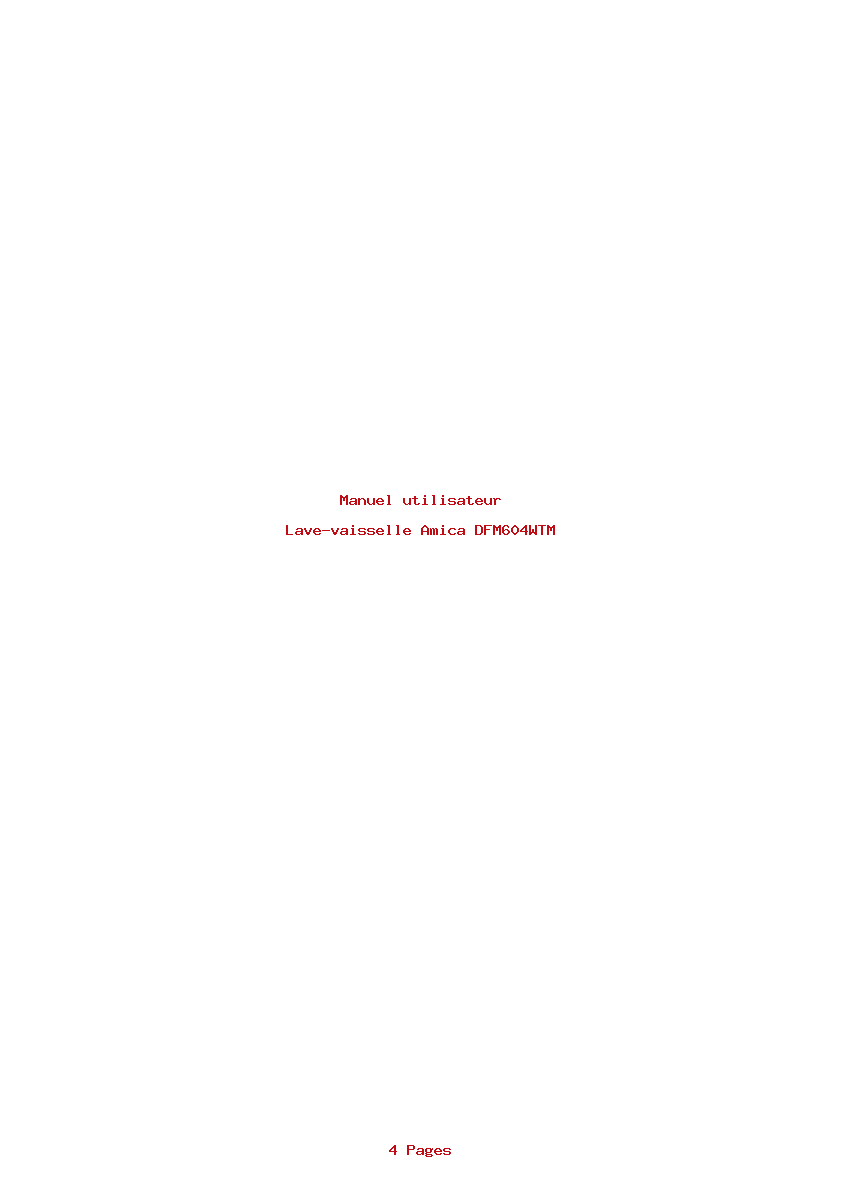 Page 1 de la notice Manuel utilisateur Amica DFM604WTM