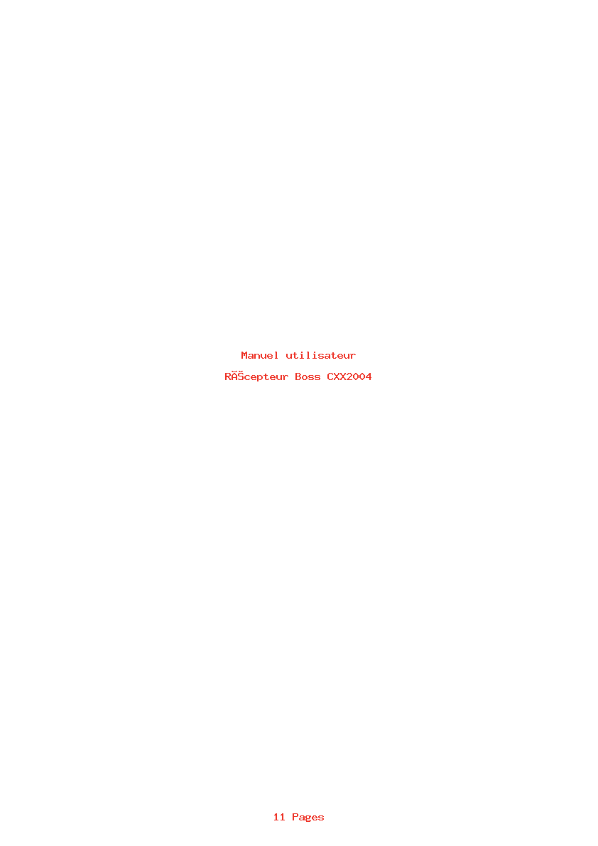 Page 1 de la notice Manuel utilisateur Boss CXX2004