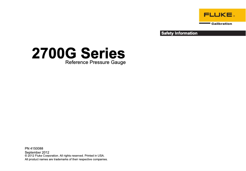 Page 1 de la notice Instructions de sécurité Fluke P5513