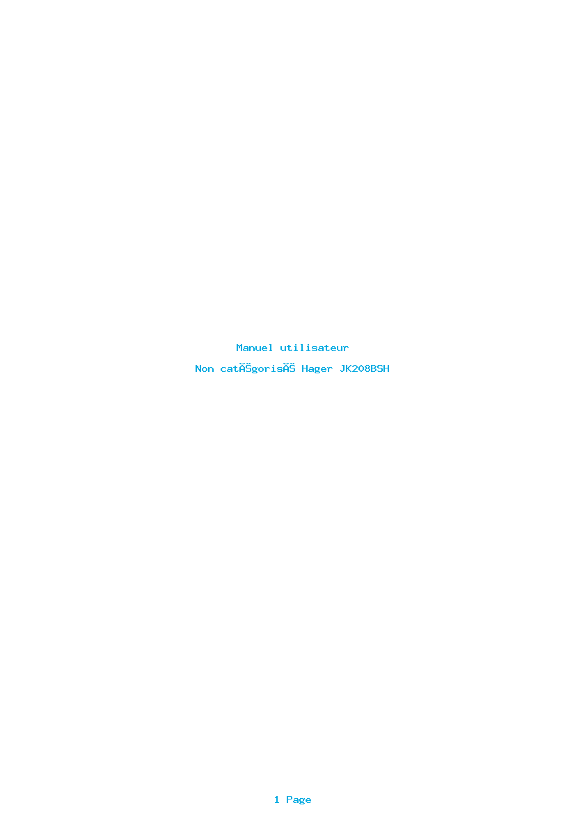 Page 1 de la notice Manuel utilisateur Hager JK208BSH