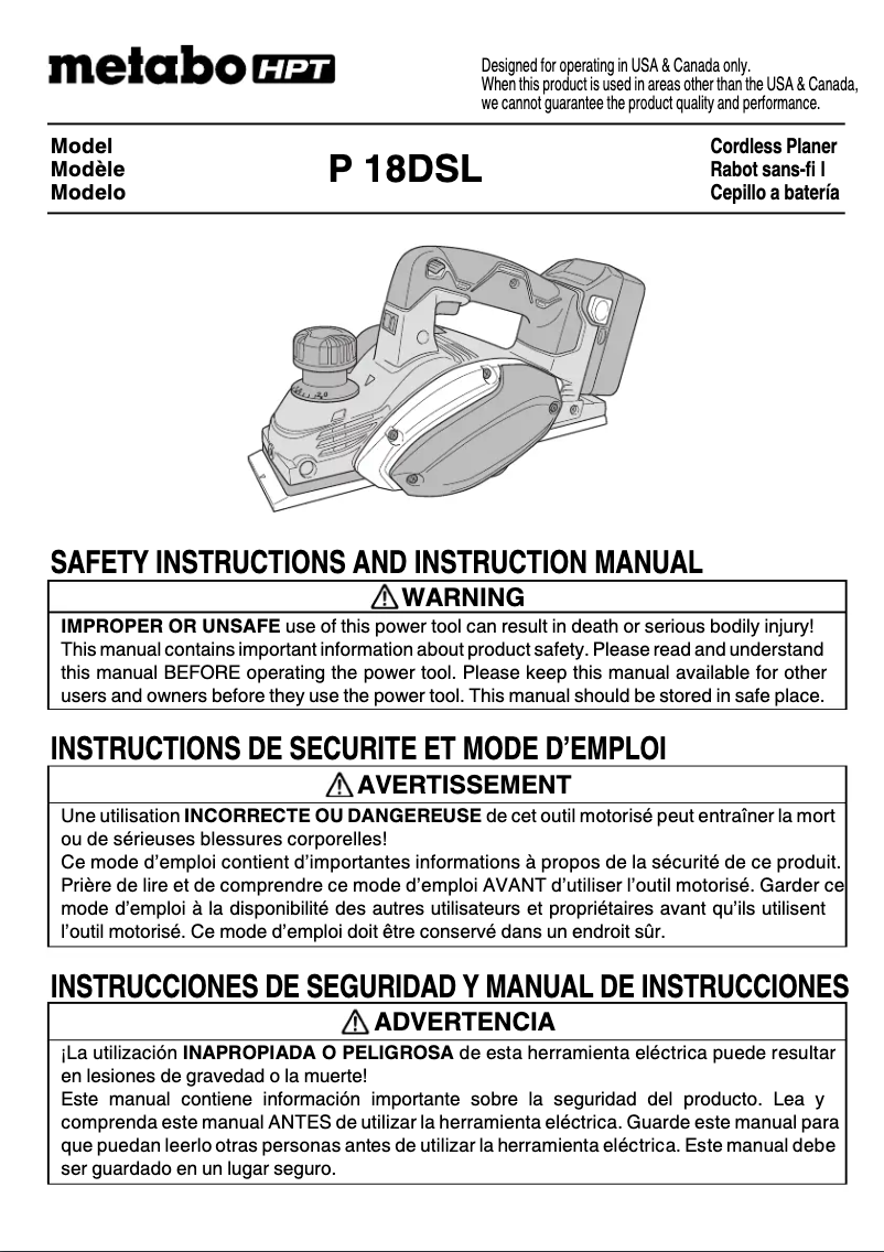 Page 1 de la notice Manuel utilisateur Metabo P18DSLQ4