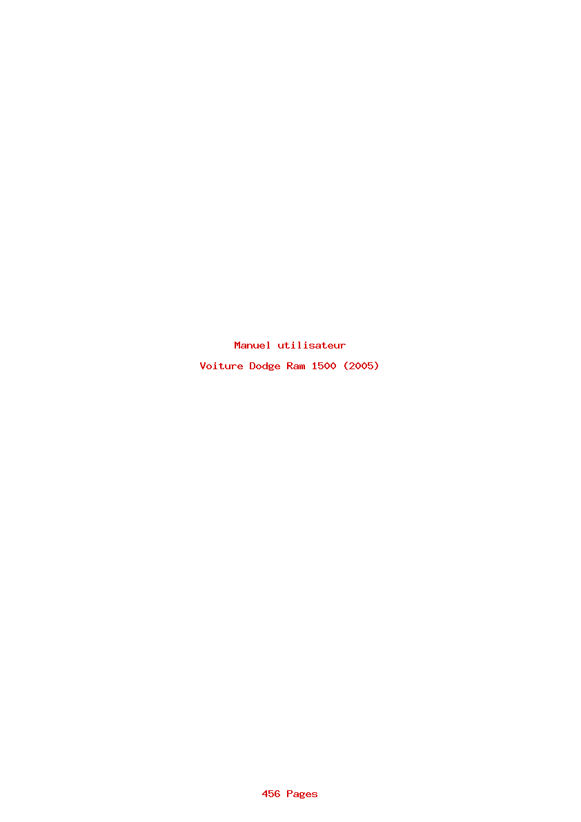 Page 1 de la notice Manuel utilisateur Dodge Ram 1500 (2005)