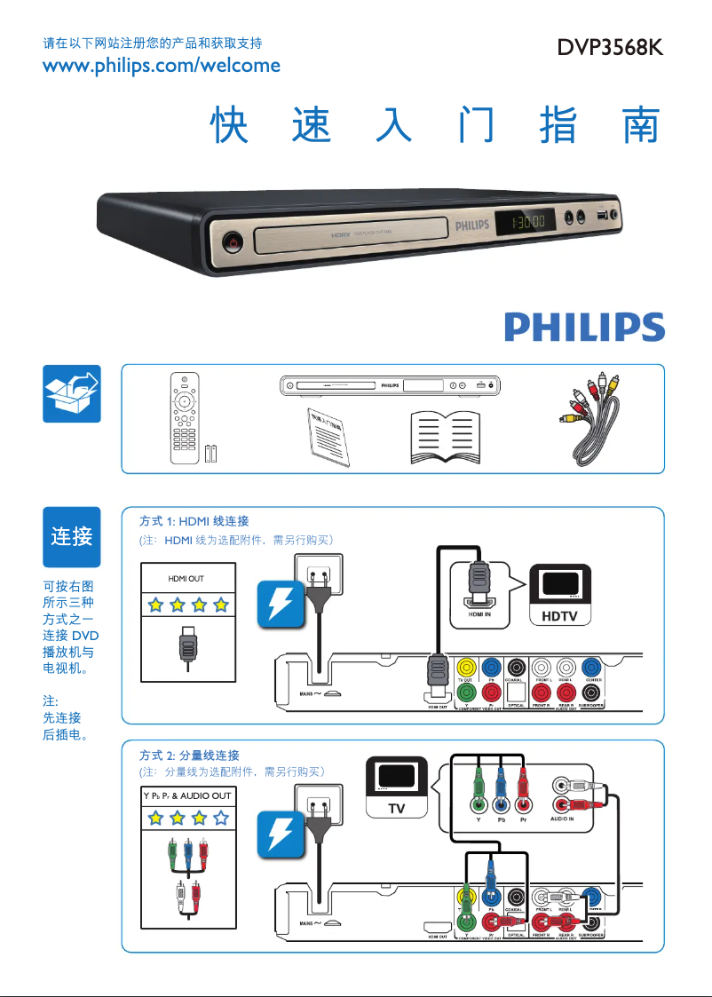 Página 1 del manual Guía de inicio rápido Philips DVP3568K