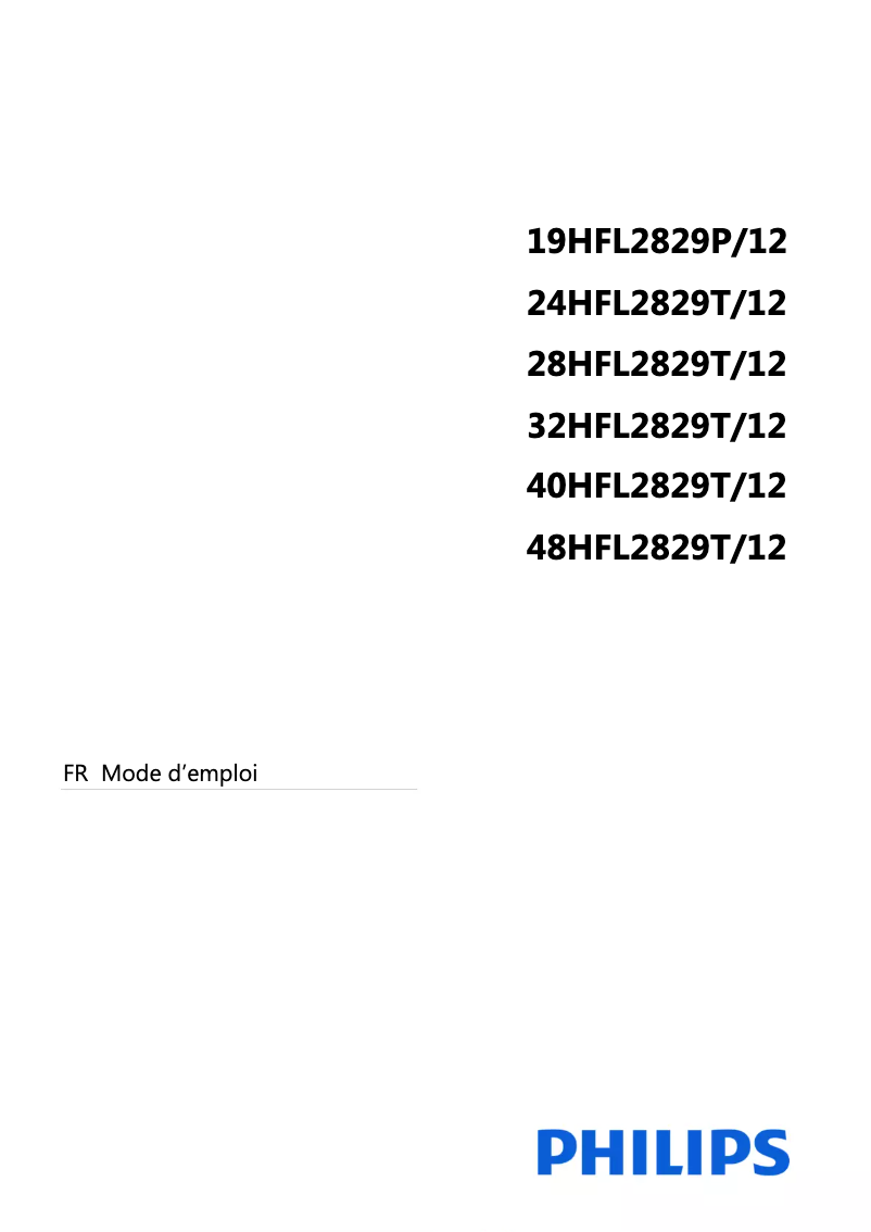 Page n°1 - Manuel utilisateur Philips 40HFL2829T