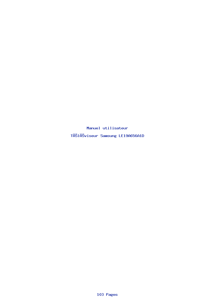 Page 1 de la notice Manuel utilisateur Samsung LE19A656A1D
