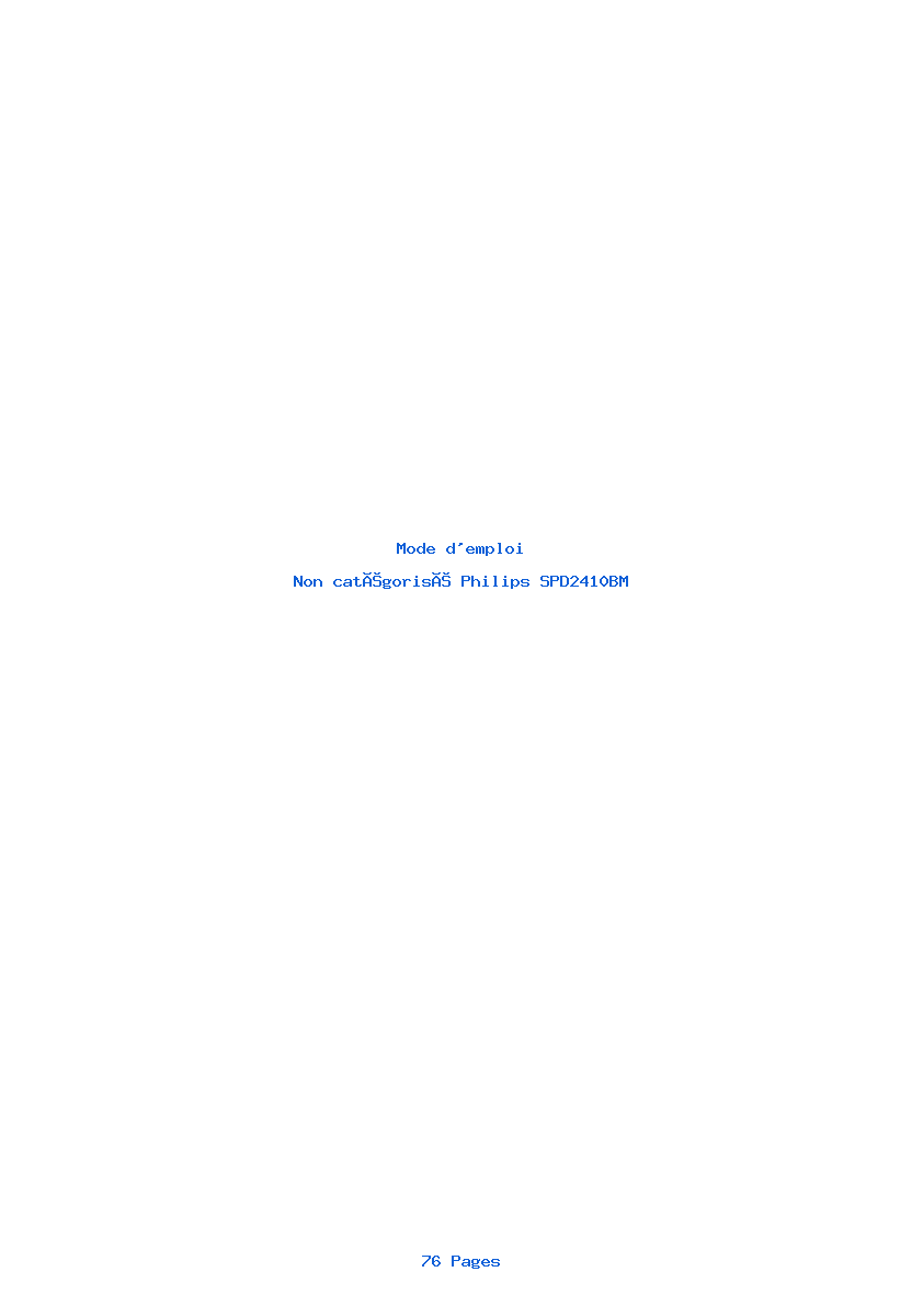 Page 1 de la notice Mode d'emploi Philips SPD2410BM