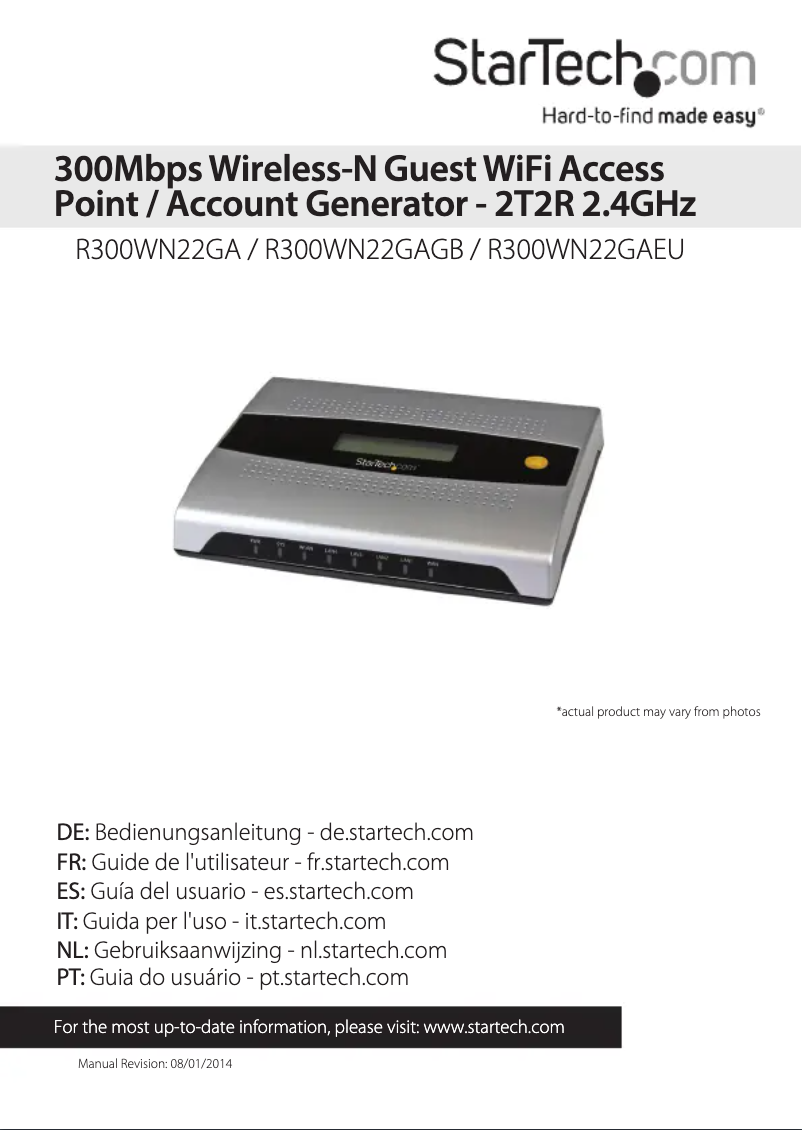 Page 1 de la notice Manuel utilisateur StarTech.com R300WN22GA