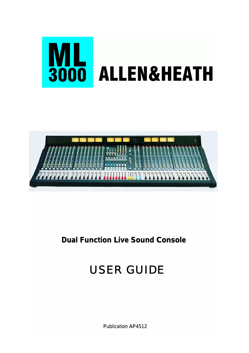 Page 1 de la notice Manuel utilisateur Allen & Heath ML 3000