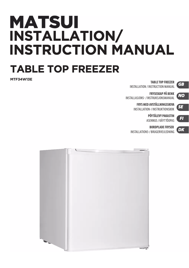 Page 1 de la notice Manuel utilisateur Matsui MTF34W13E