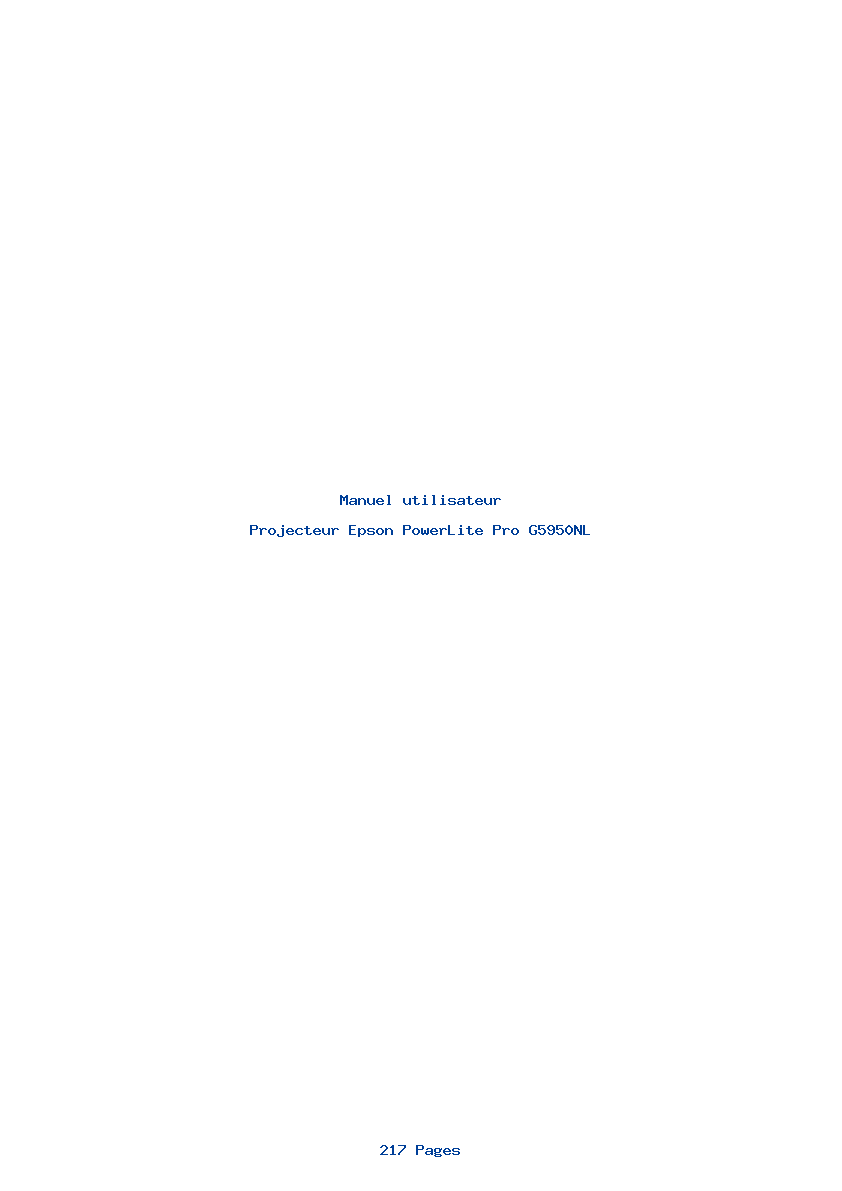 Page 1 de la notice Manuel utilisateur Epson PowerLite Pro G5950NL