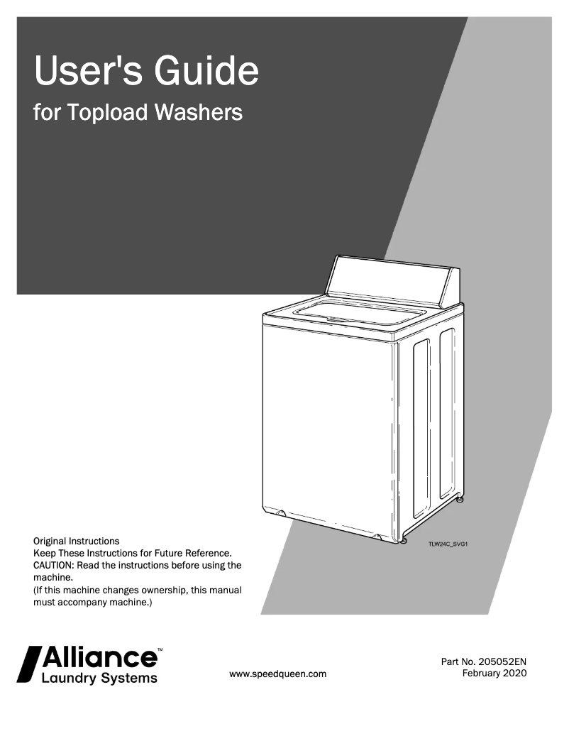 Página 1 del manual Manual de usuario Speed Queen AWN43RSN116TW01