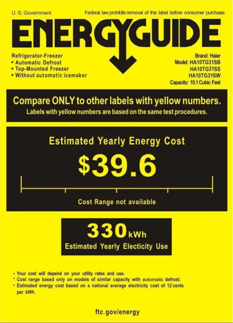 Página 1 del manual Etiqueta energética Haier HA10TG31SW