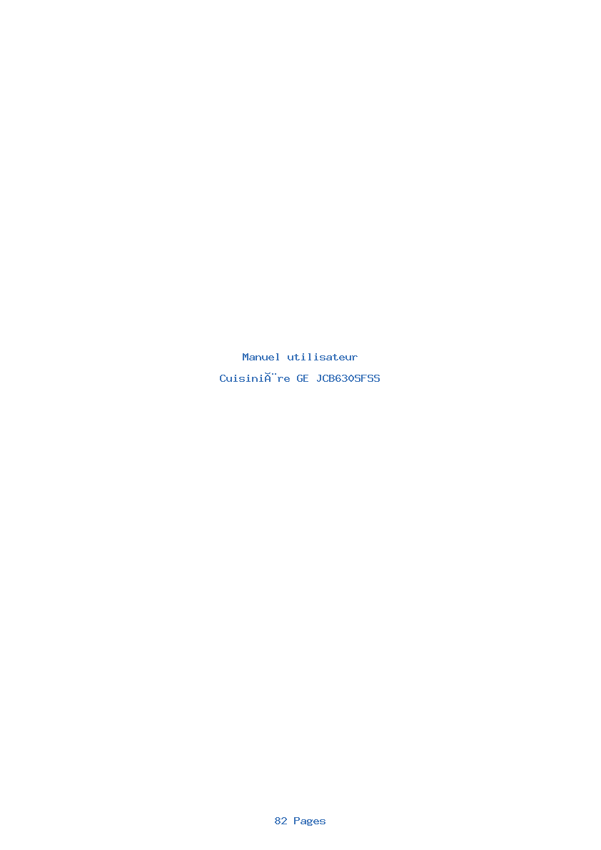 Page 1 de la notice Manuel utilisateur GE JCB630SFSS