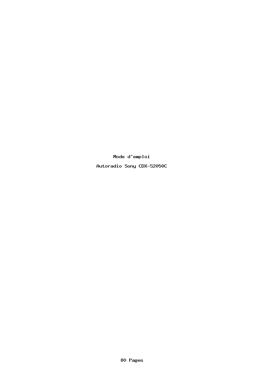 Page 1 de la notice Mode d'emploi Sony CDX-S2050C