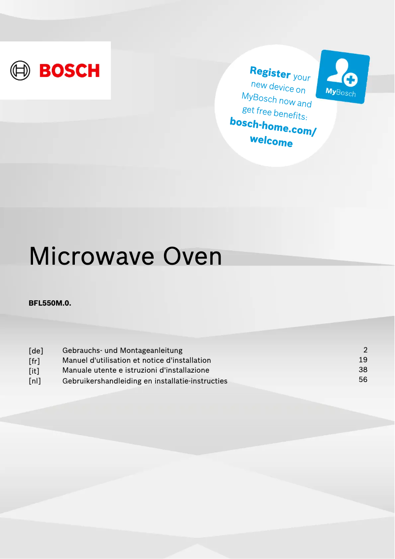 Page 1 de la notice Guide d'installation Bosch BFL550MB0