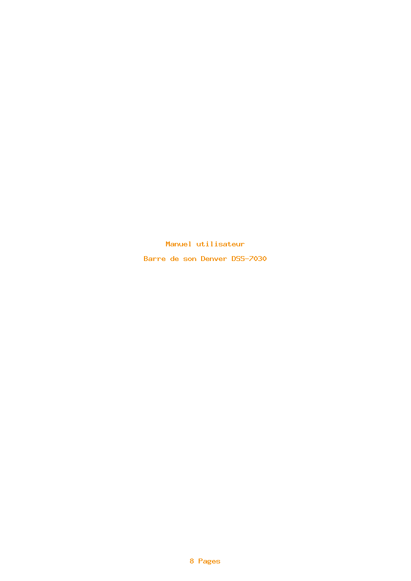 Page 1 de la notice Manuel utilisateur Denver DSS-7030