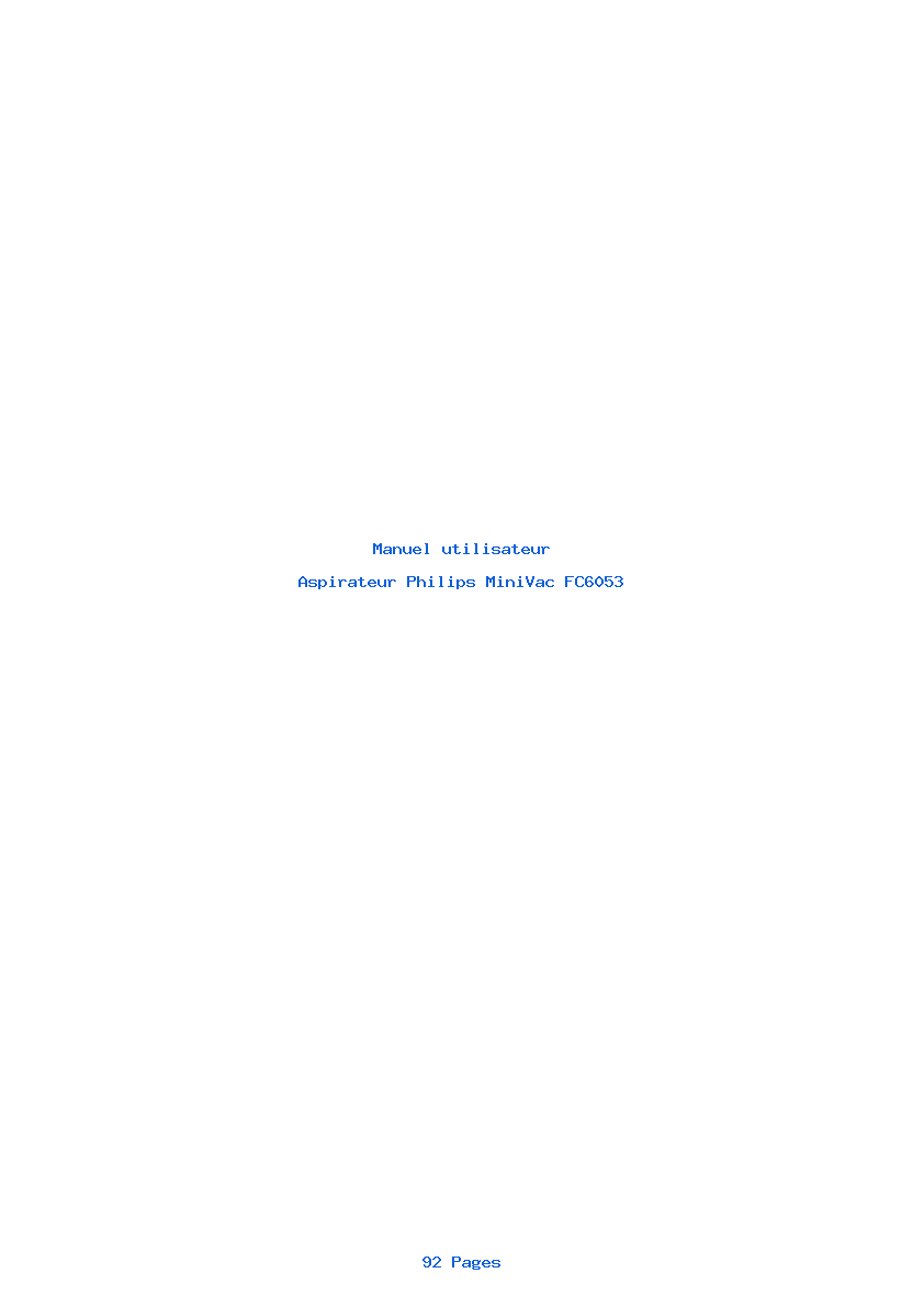 Page 1 de la notice Manuel utilisateur Philips MiniVac FC6053