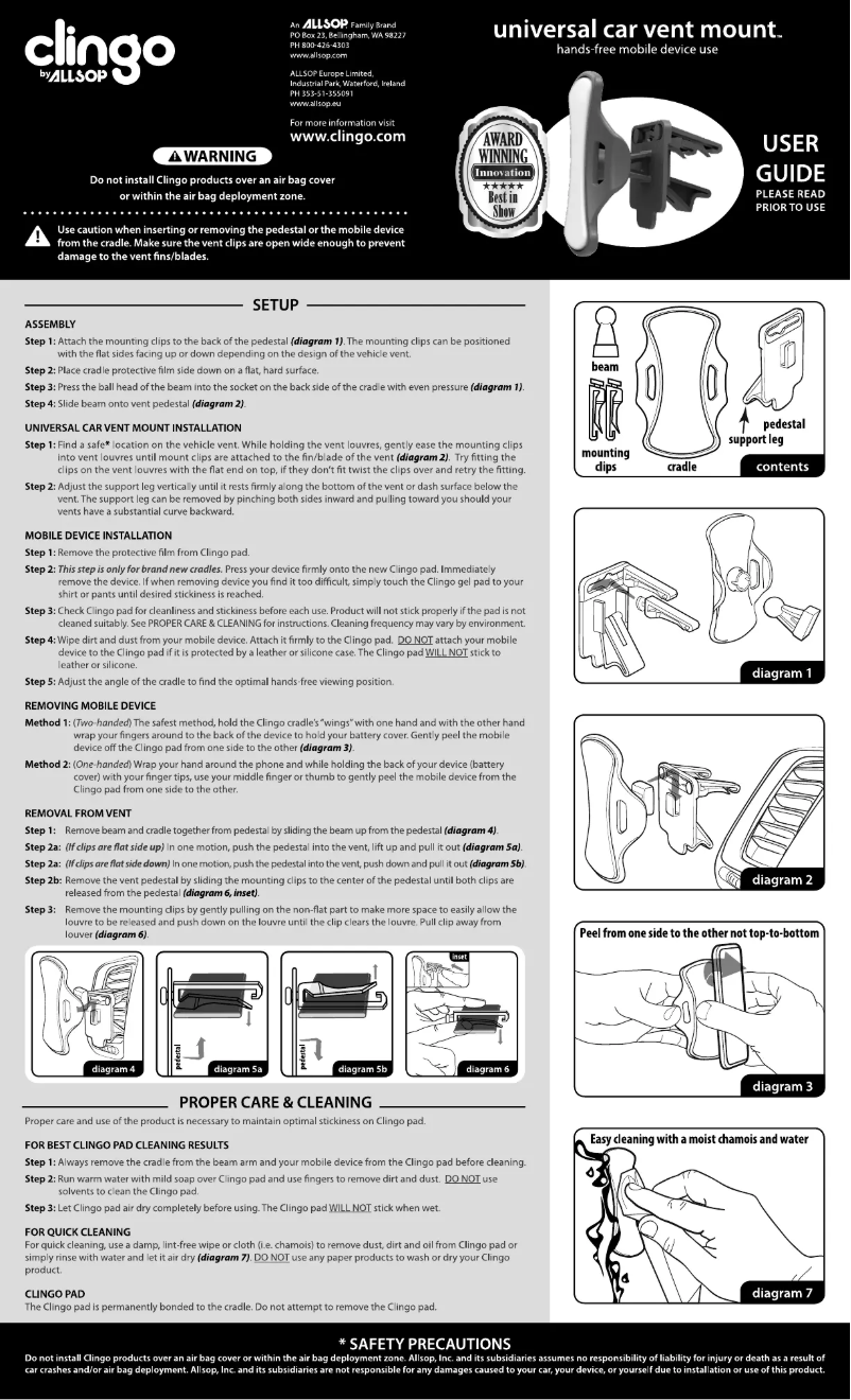 Page 1 de la notice Manuel utilisateur Clingo Vent