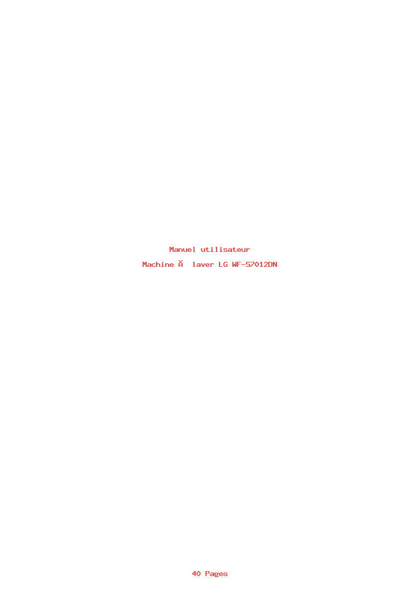 Page 1 de la notice Manuel utilisateur LG WF-S7012DN