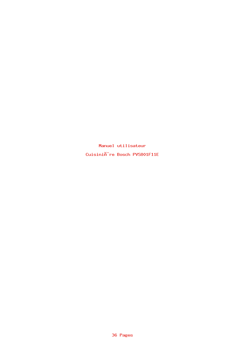 Page 1 de la notice Manuel utilisateur Bosch PVS801F11E
