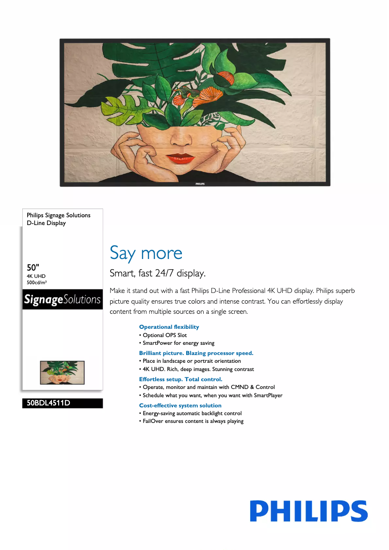 Page n°1 - Fiche technique Philips 50BDL4511D