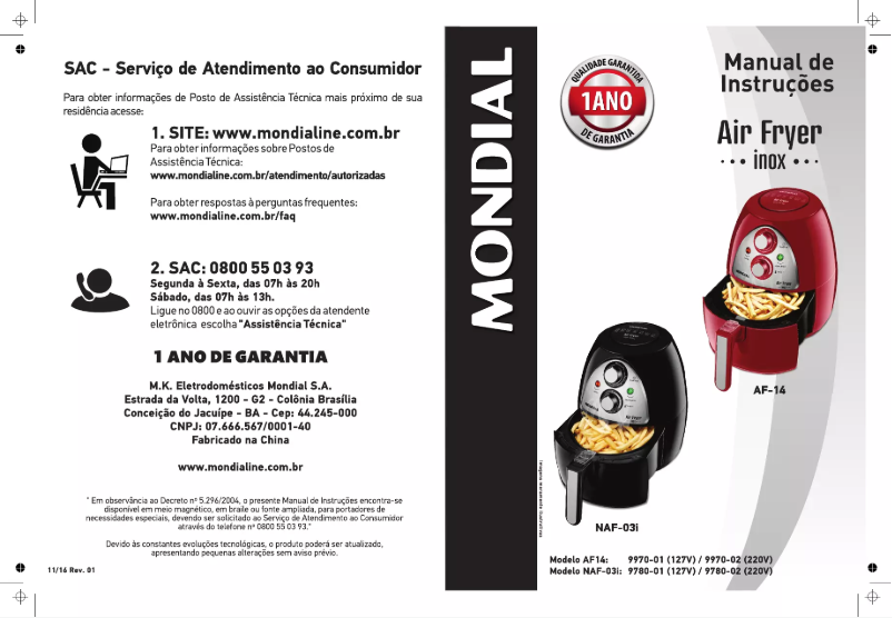 Página 1 del manual Manual de usuario Mondial AF-14