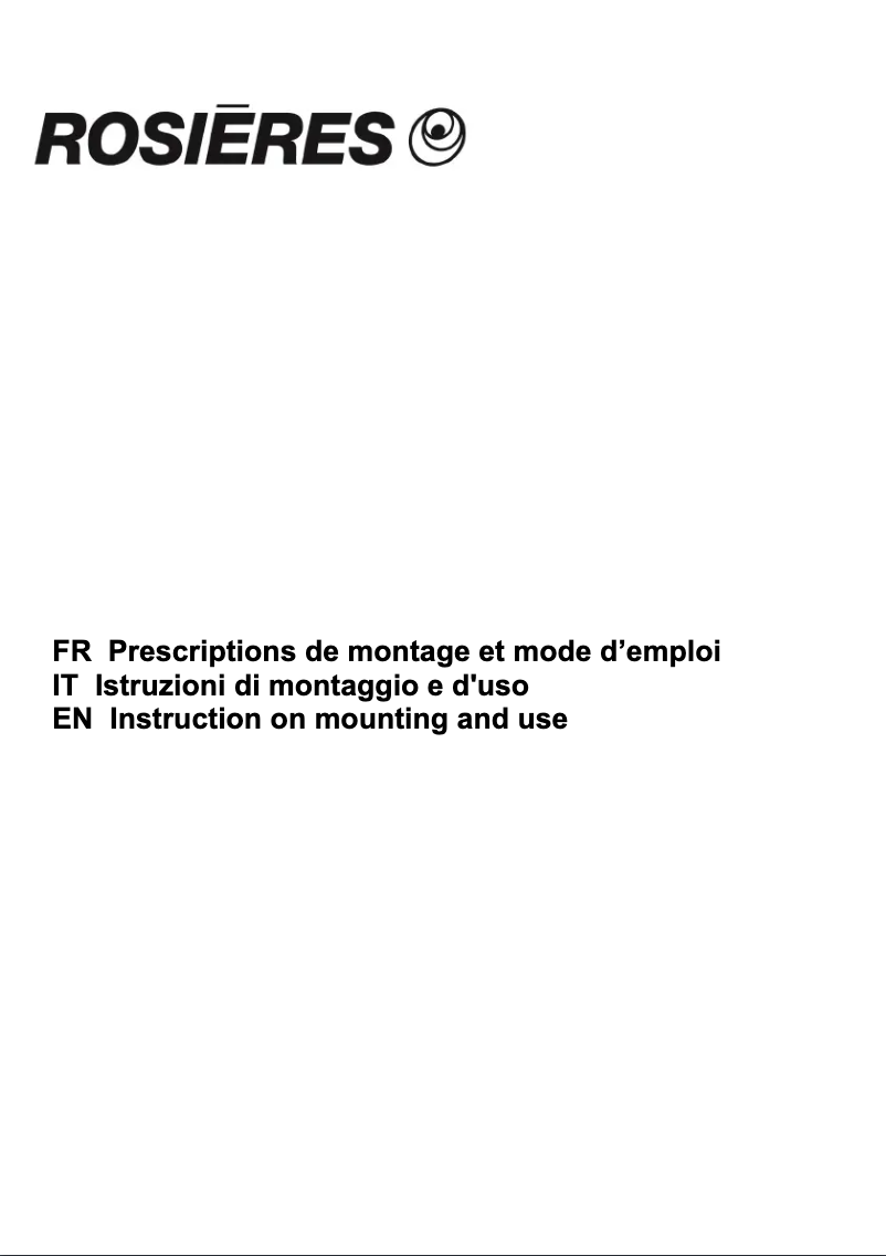 Page 1 de la notice Manuel utilisateur Rosieres RBS 93680/1 IN