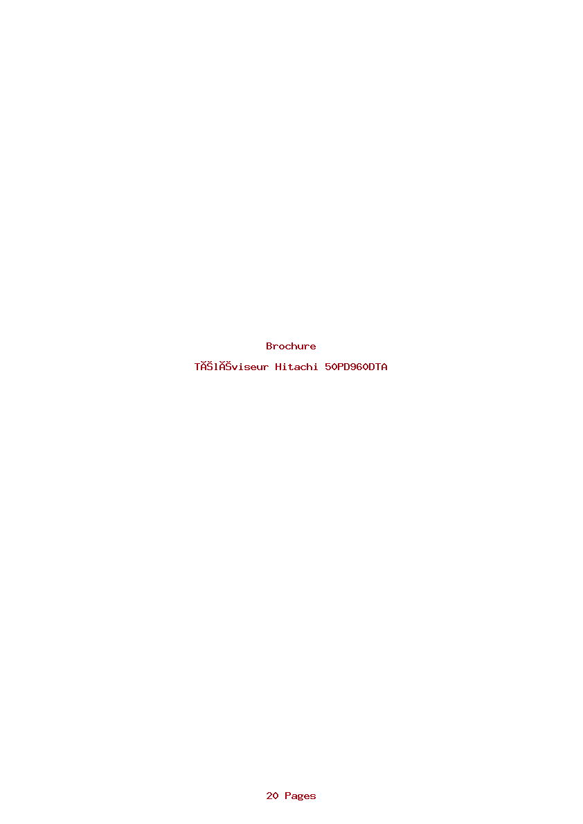 Page 1 de la notice Brochure Hitachi 50PD960DTA