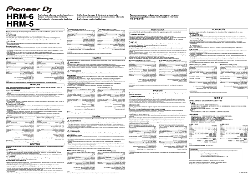 Page 1 de la notice Manuel utilisateur Pioneer HRM-6