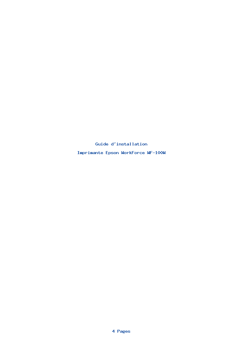 Page 1 de la notice Guide d'installation Epson WorkForce WF-100W