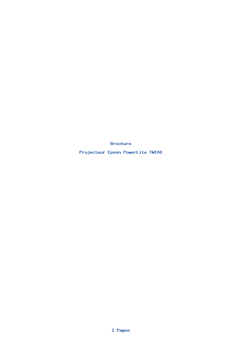 Page 1 de la notice Brochure Epson PowerLite TW100