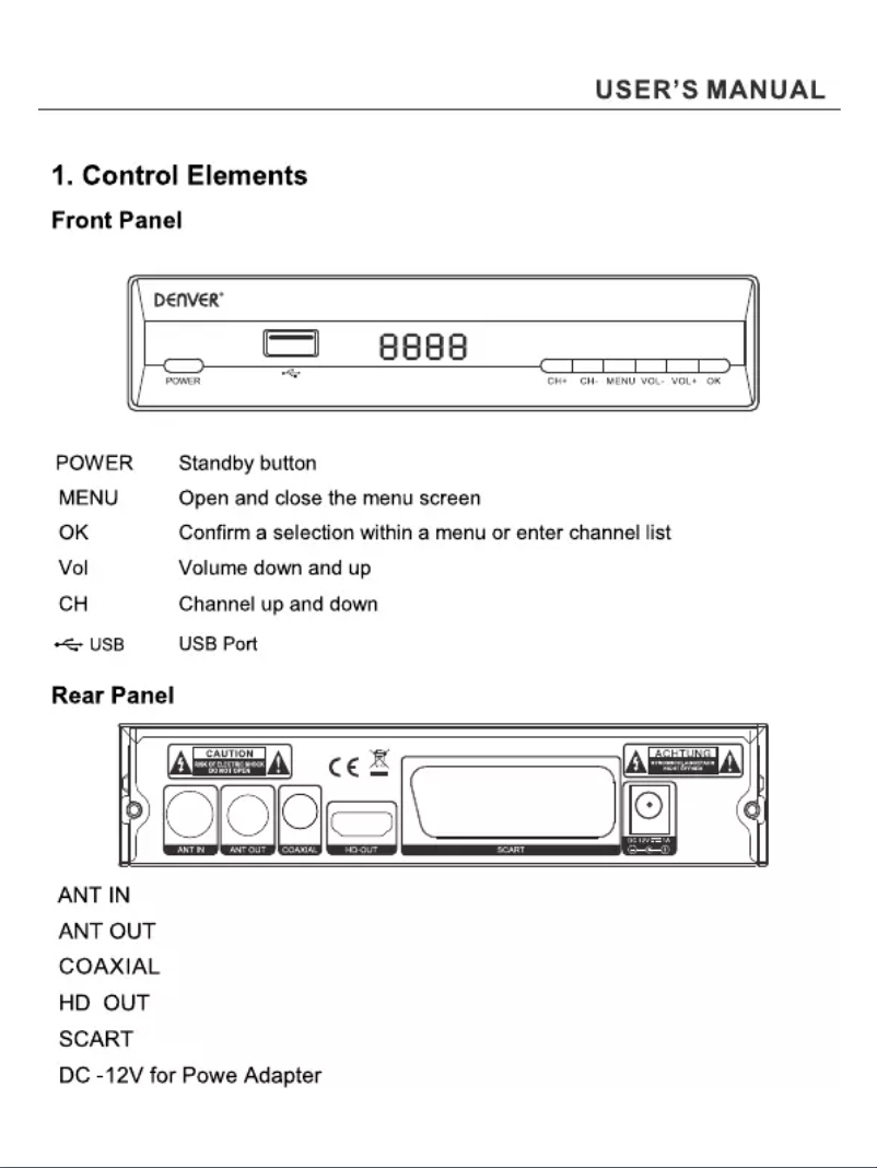 Page 1 de la notice Manuel utilisateur Denver DTB-134