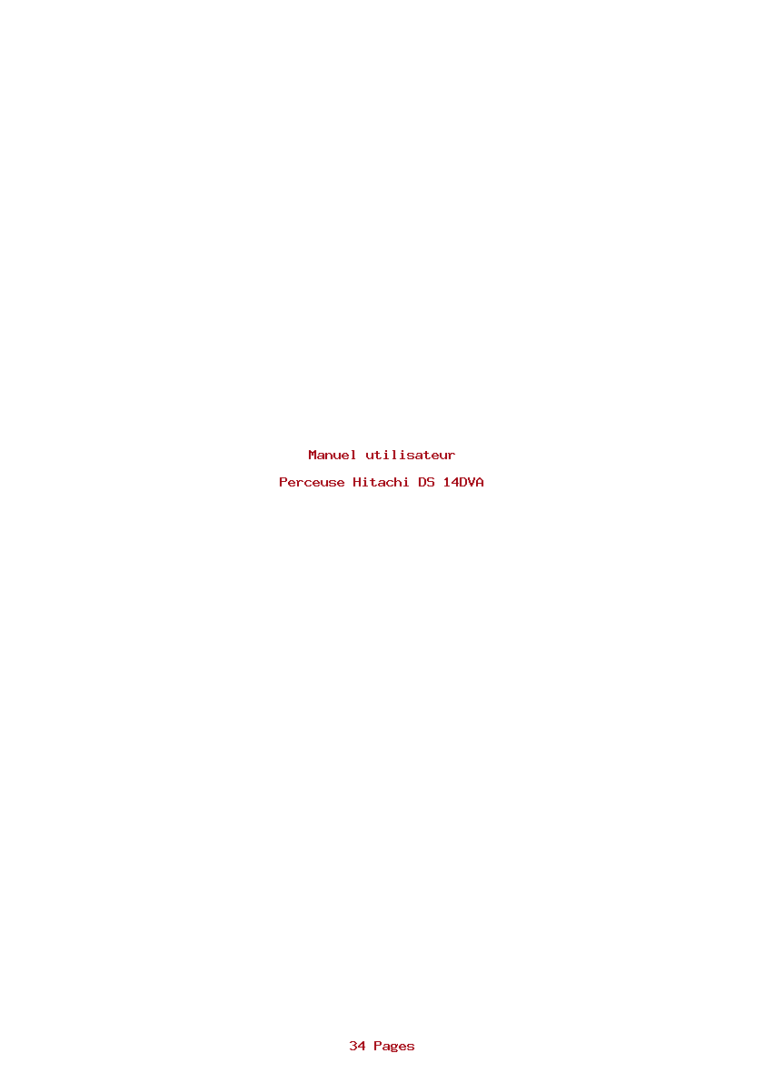 Page 1 de la notice Manuel utilisateur Hitachi DS 14DVA