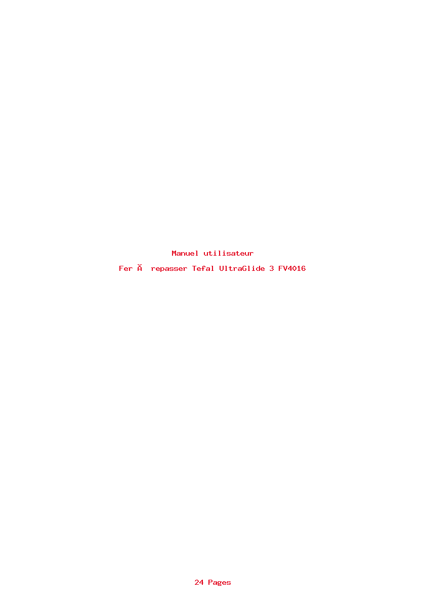 Page 1 de la notice Manuel utilisateur Tefal UltraGlide 3 FV4016