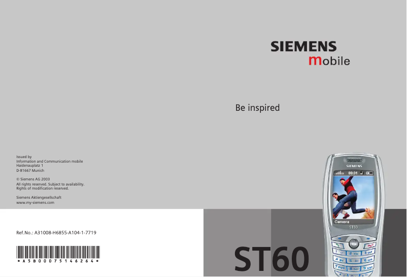 Page 1 of the manual User Manual Siemens ST60