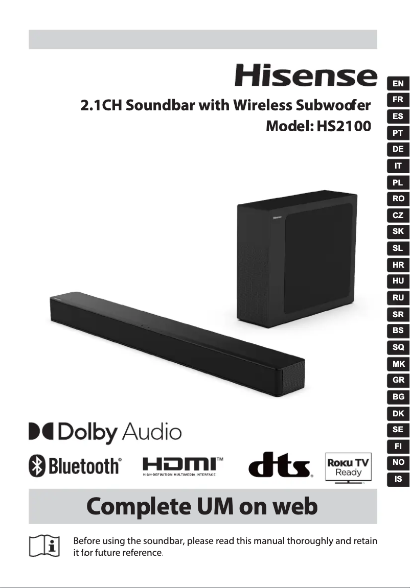 Page 1 de la notice Manuel utilisateur Hisense MH6TL4TB