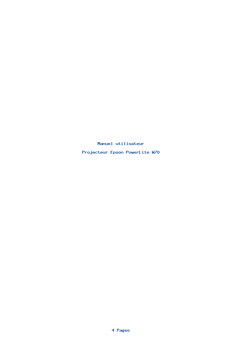 Page 1 de la notice Manuel utilisateur Epson PowerLite W70