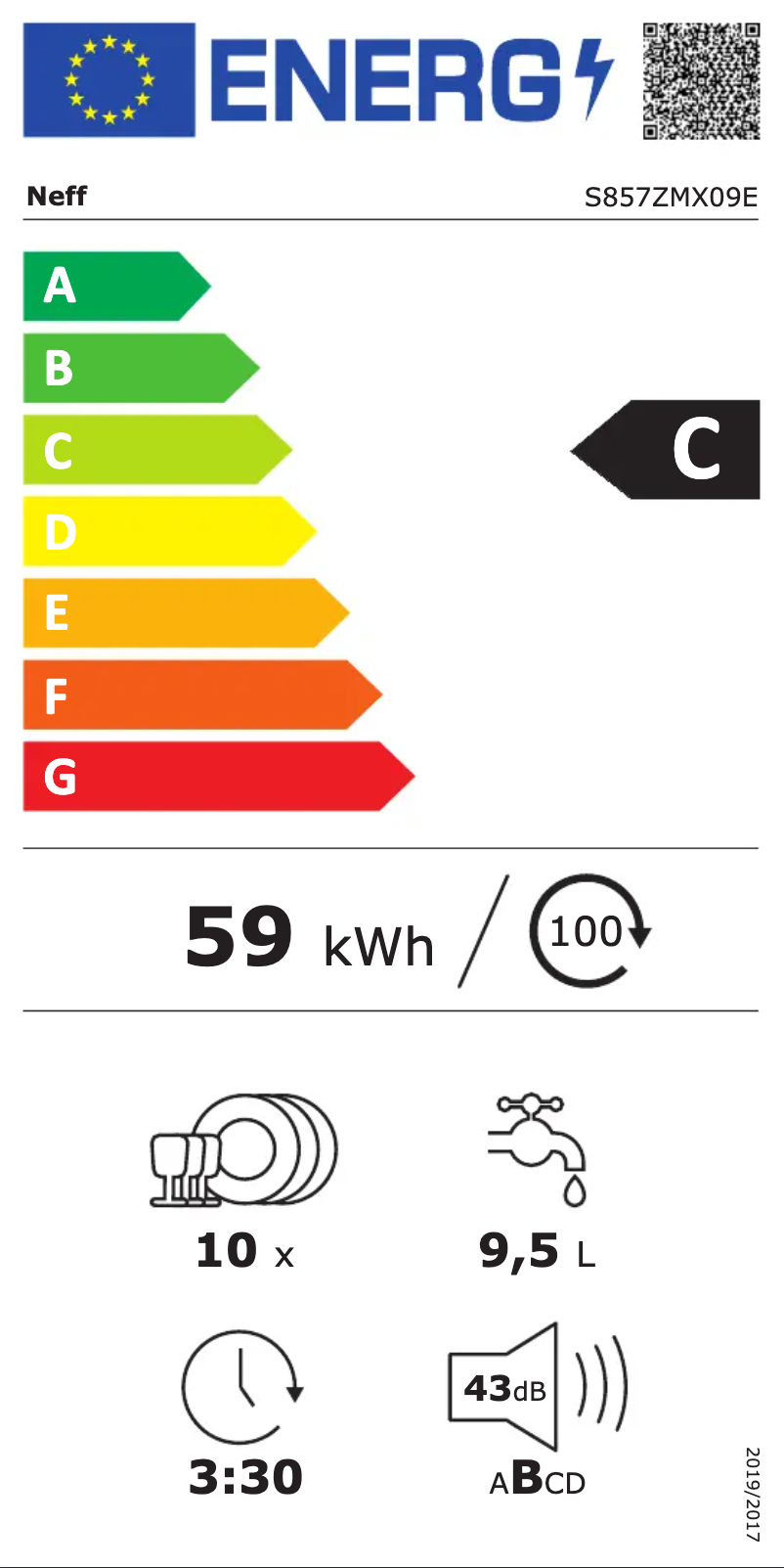 Page 1 of the manual Energy Label Neff S857ZMX09E