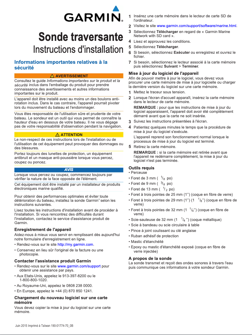 Page 1 de la notice Guide d'installation Garmin GT21-TH