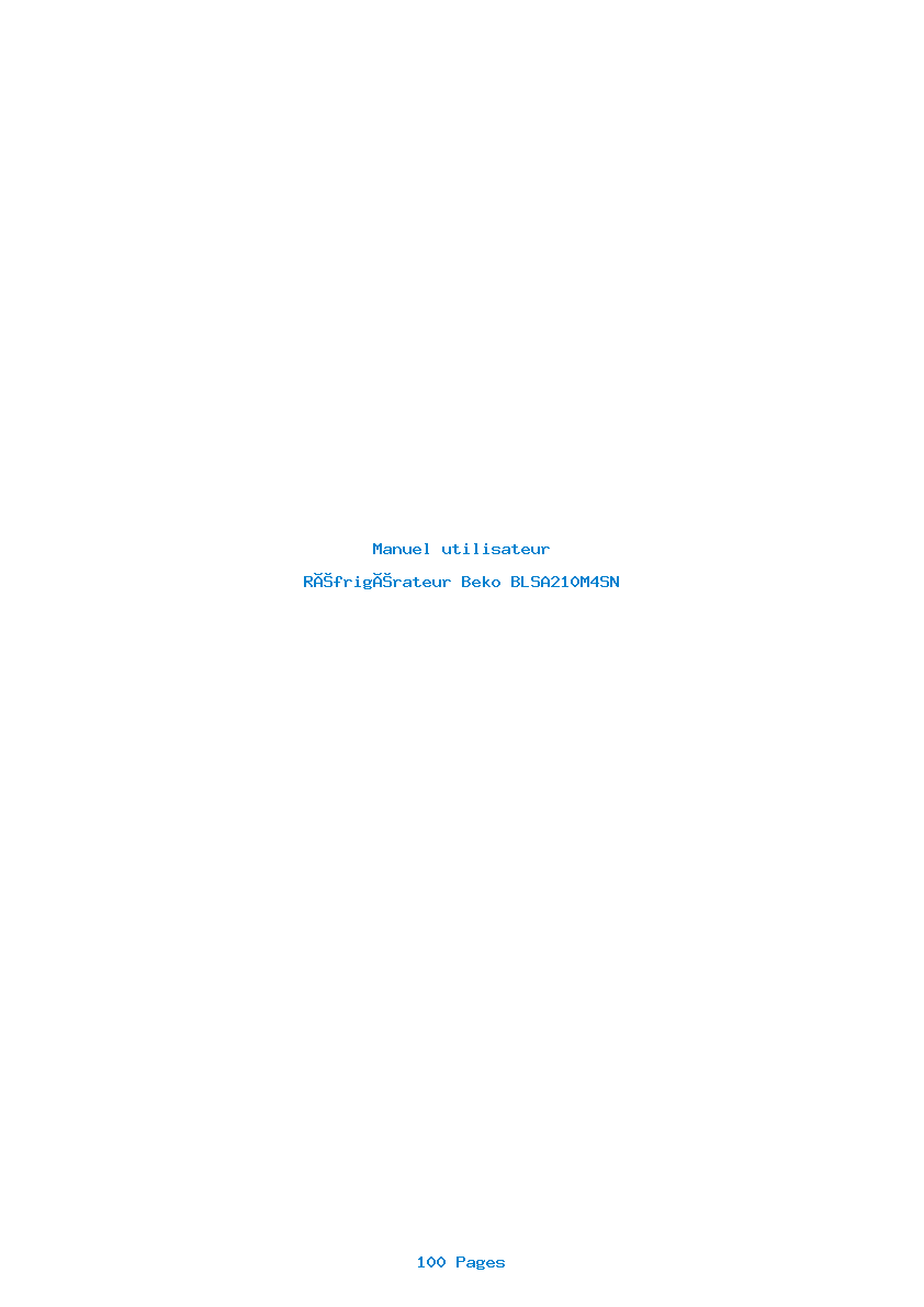 Page 1 de la notice Manuel utilisateur Beko BLSA210M4SN