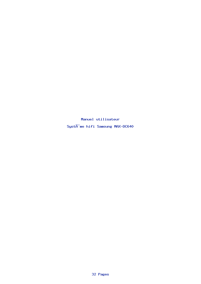 Page 1 de la notice Manuel utilisateur Samsung MAX-DC640