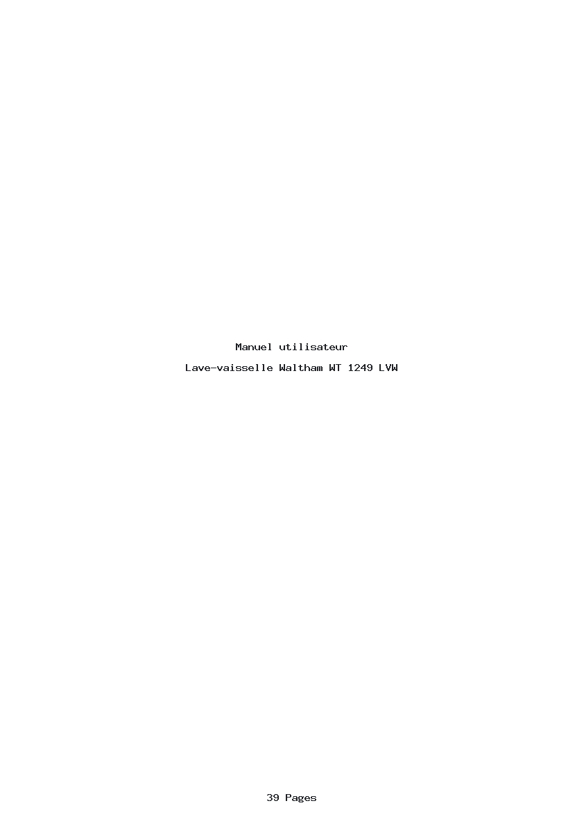 Page 1 de la notice Manuel utilisateur Waltham WT 1249 LVW