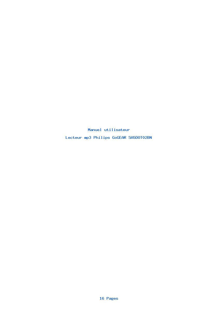 Page 1 de la notice Manuel utilisateur Philips GoGEAR SA5DOT02BN