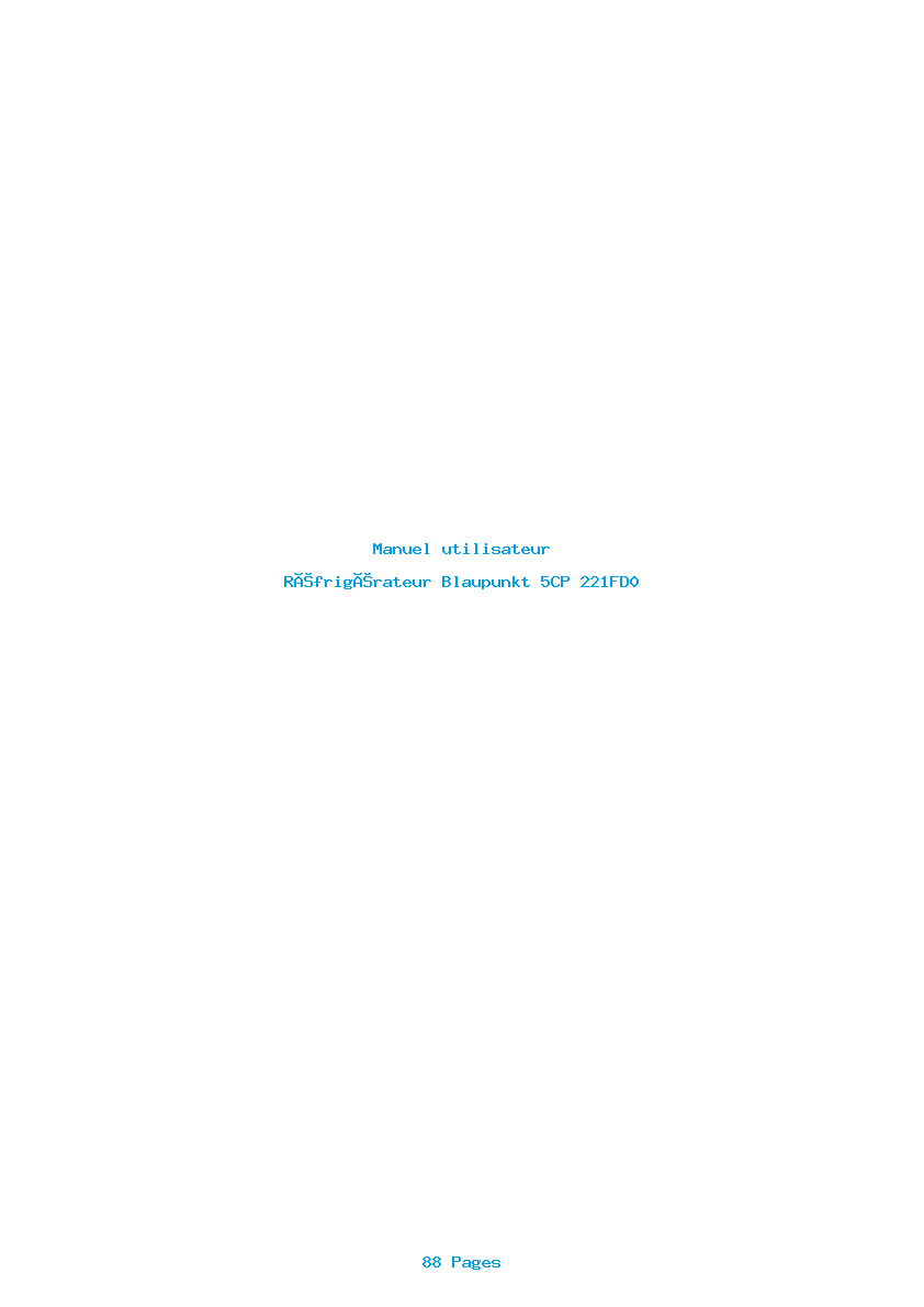 Page 1 de la notice Manuel utilisateur Blaupunkt 5CP 221FD0