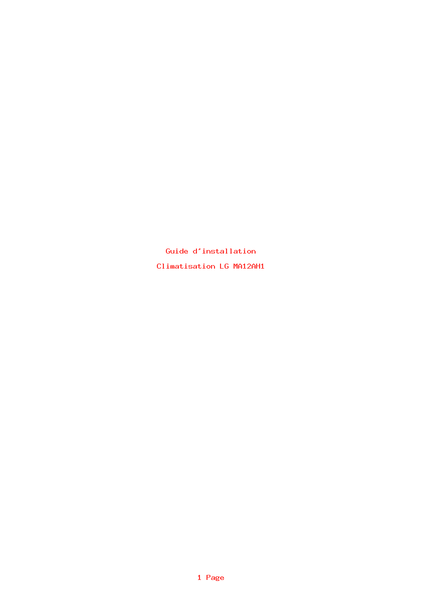 Page 1 de la notice Guide d'installation LG MA12AH1